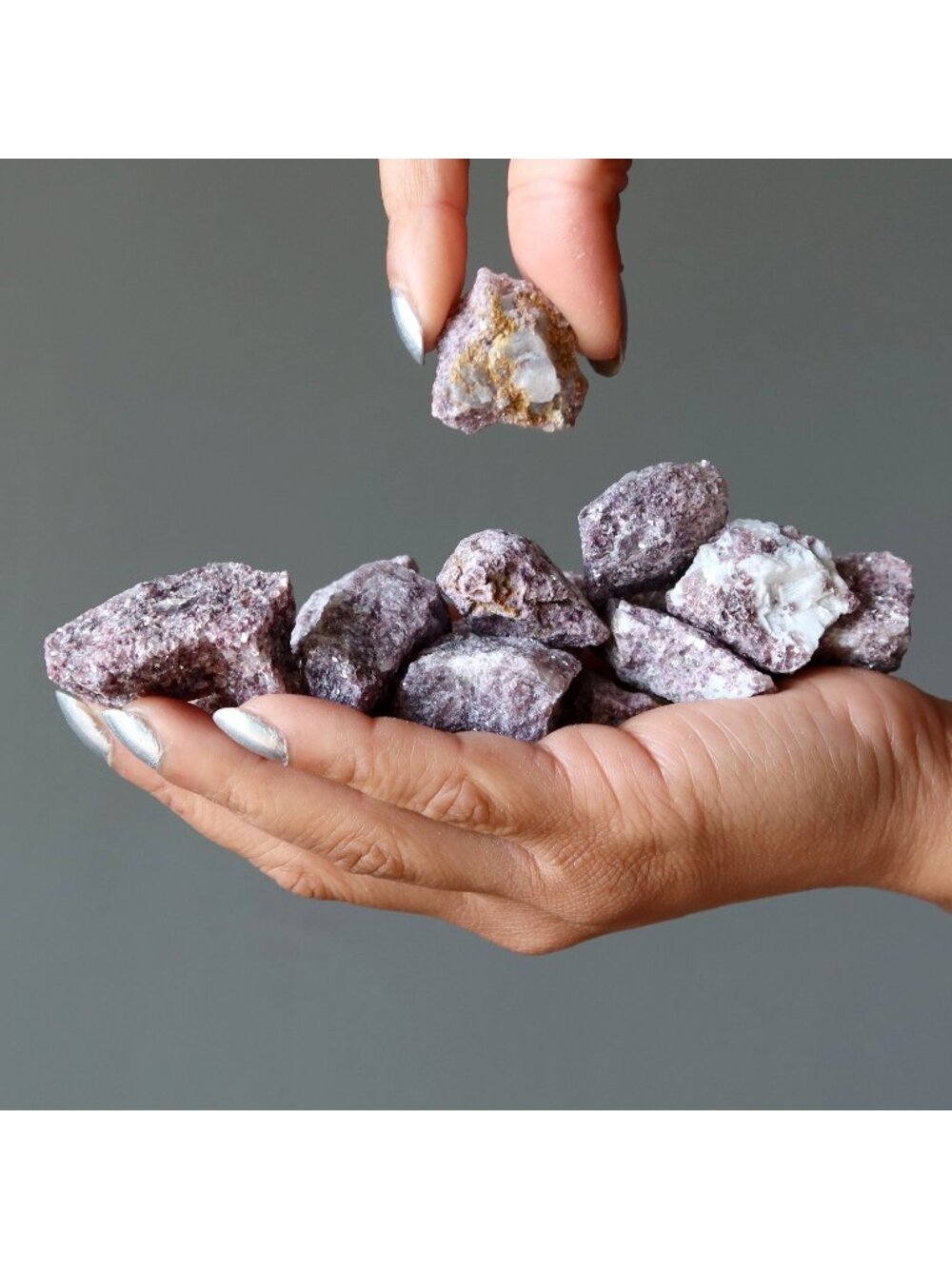 Lepidolite Raw Bulk Lot of 16 Crystal Purple Glitter Rough Stones